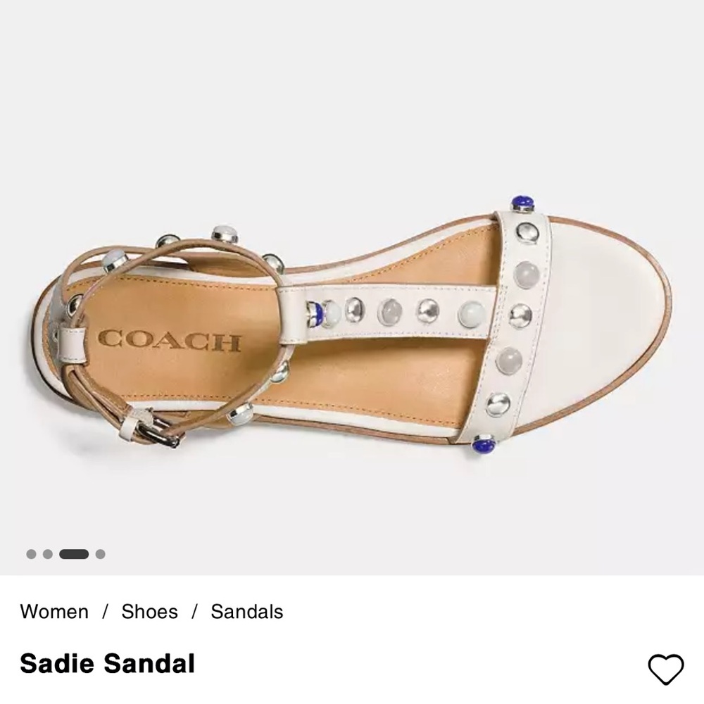 Coach White Sandals with Studded Details - Sadie Sandal
